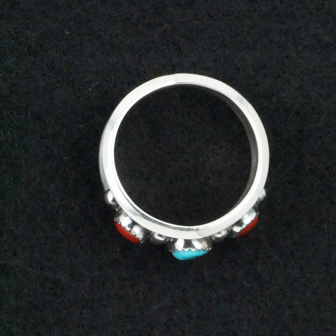 Paul Largo Turquoise, Coral & Sterling Silver Ring Sz. 11