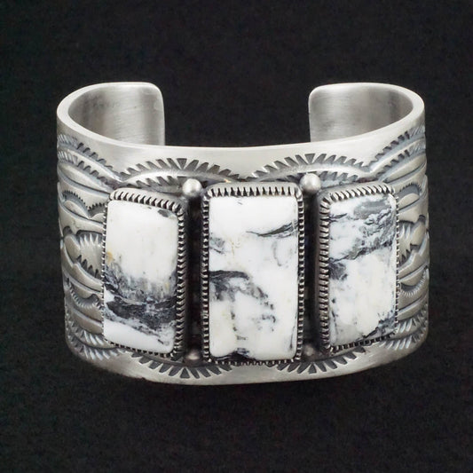 Mark Yazzie White Buffalo & Sterling Silver Bracelet