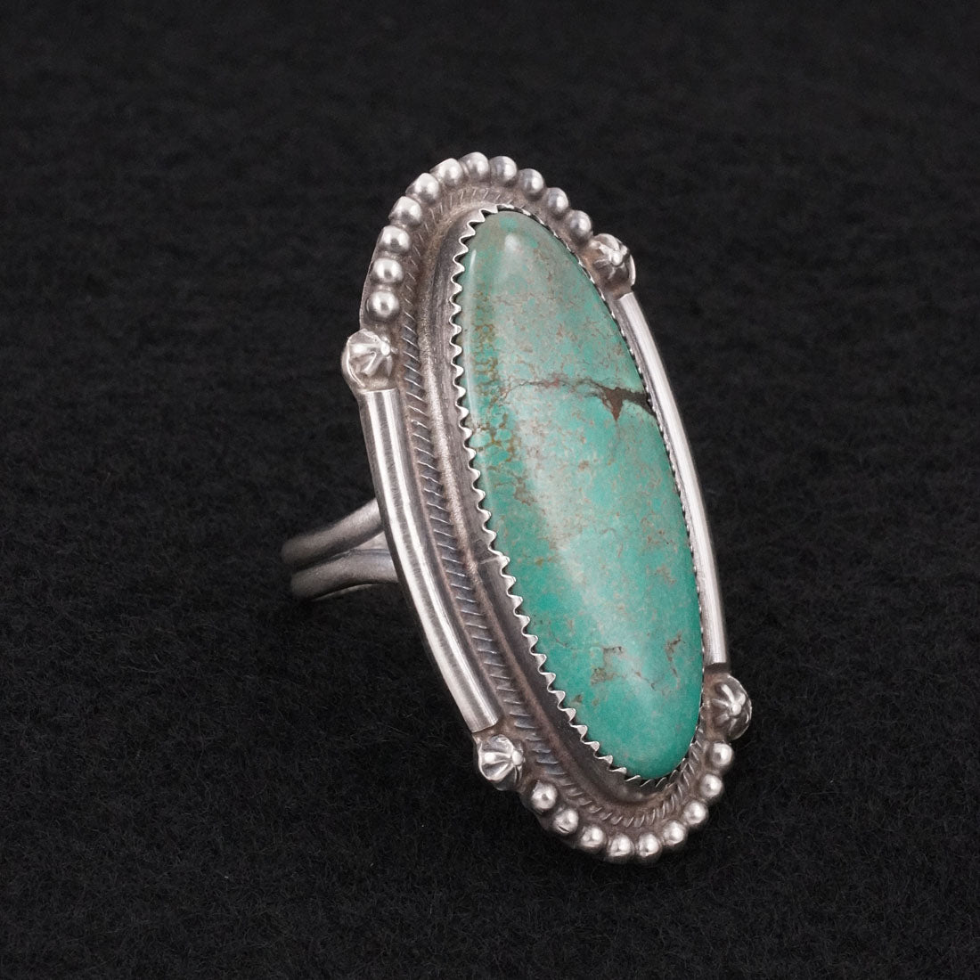 Leslie Nez Turquoise & Sterling Silver Ring Size 9