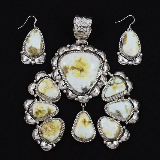 Vernon Johnson Variscite & Sterling Silver Naja Pendant Set