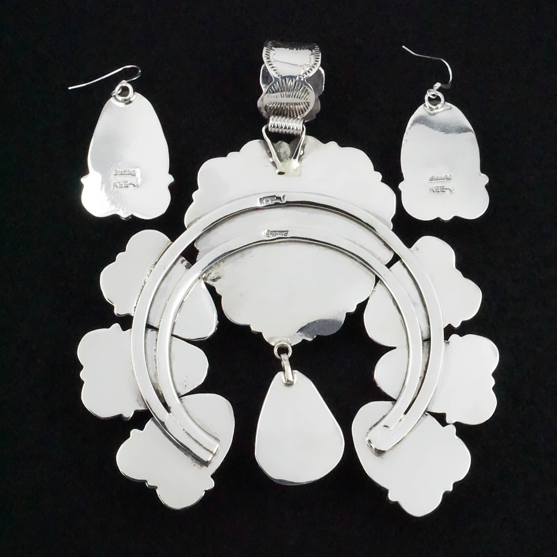 Vernon Johnson Variscite & Sterling Silver Naja Pendant Set