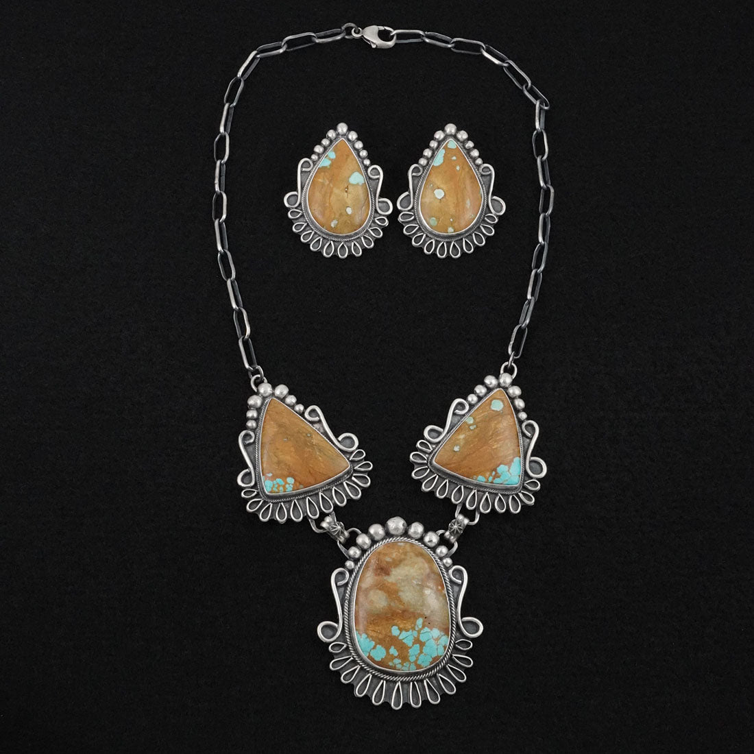 Bob Becenti Turquoise & Sterling Silver Necklace Set