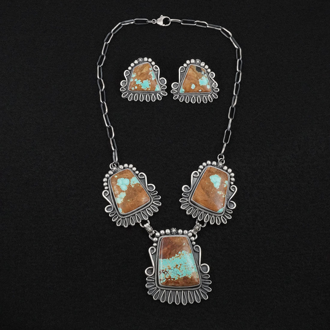 Bob Becenti Turquoise & Sterling Silver Necklace Set