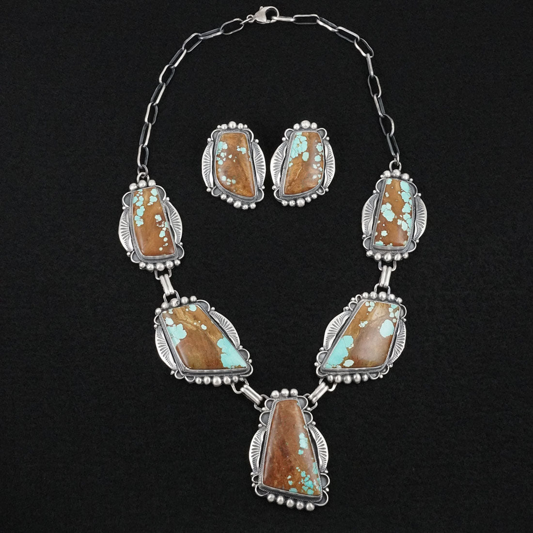 Bob Becenti Turquoise & Sterling Silver Necklace Set