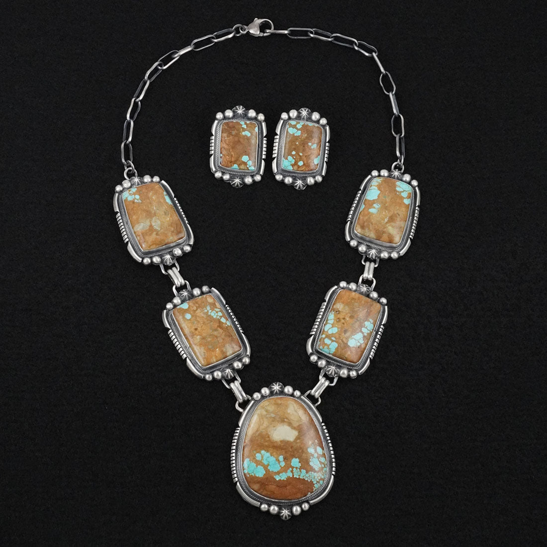 Bob Becenti Turquoise & Sterling Silver Necklace Set