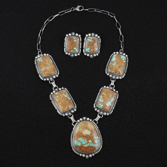 Bob Becenti Turquoise & Sterling Silver Necklace Set