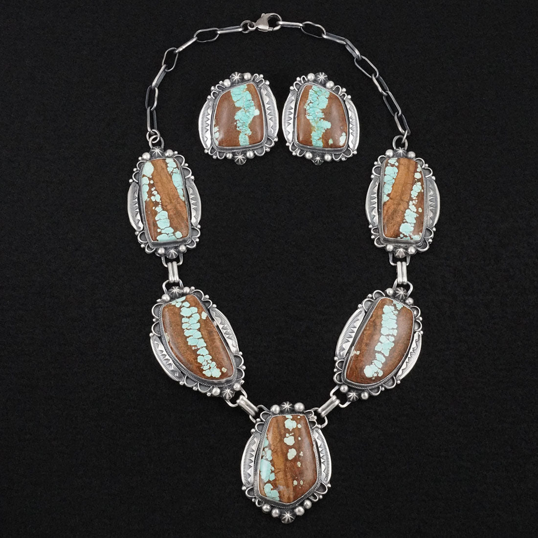 Bob Becenti Turquoise & Sterling Silver Necklace Set