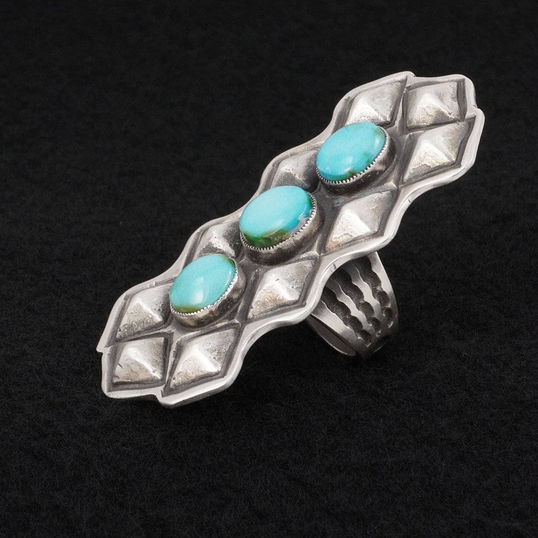 Calvin Martinez Turquoise & Sterling Silver Ring Size 8.5