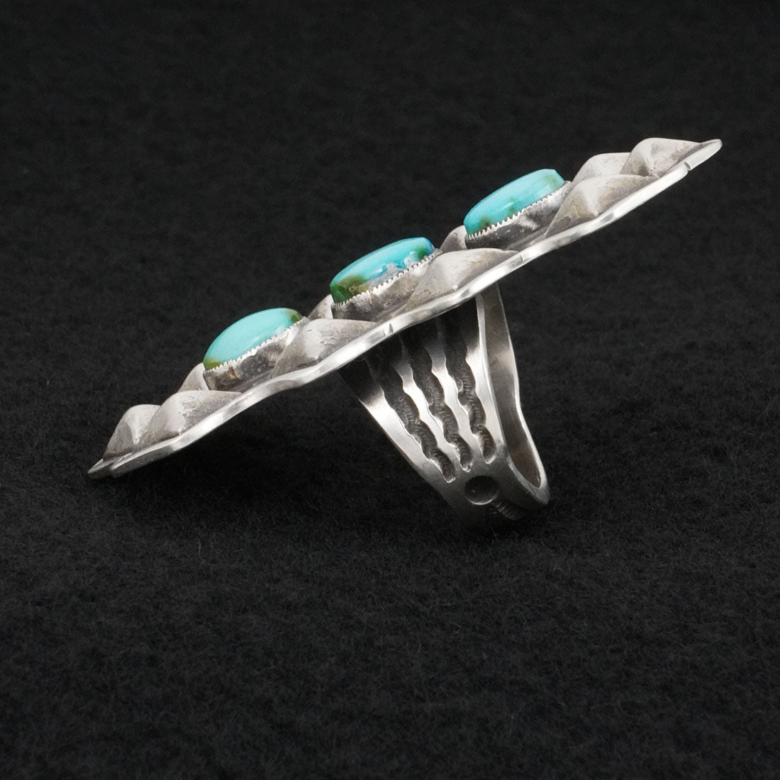 Calvin Martinez Turquoise & Sterling Silver Ring Size 8.5