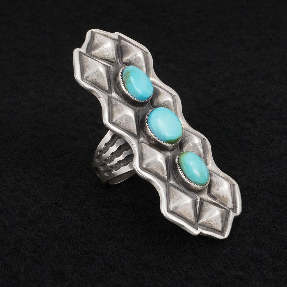 Calvin Martinez Turquoise & Sterling Silver Ring Size 8.5
