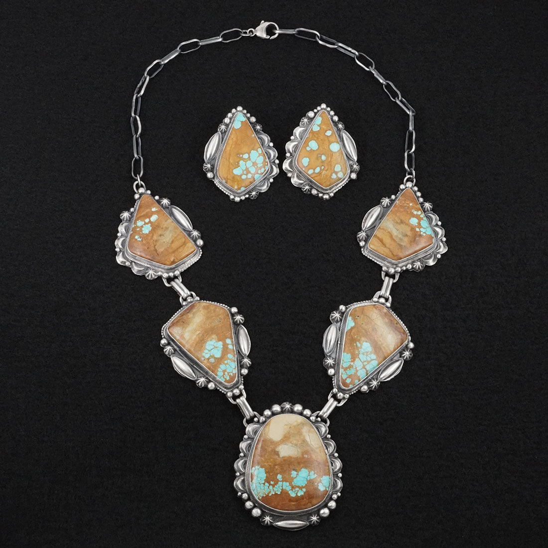 Bob Becenti Turquoise & Sterling Silver Necklace Set