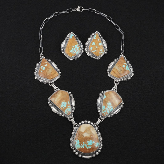 Bob Becenti Turquoise & Sterling Silver Necklace Set