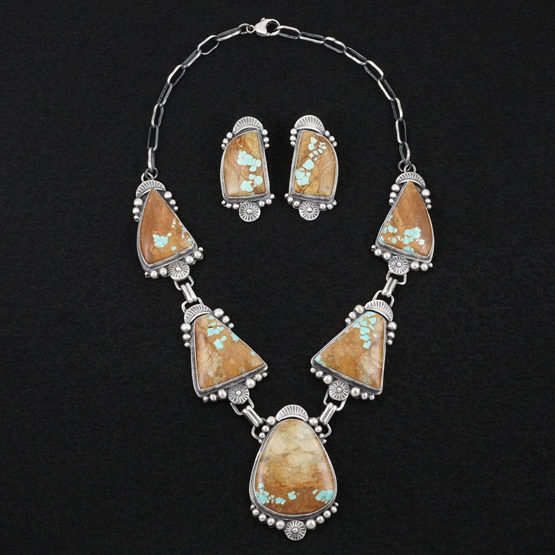 Bob Becenti Turquoise & Sterling Silver Necklace Set