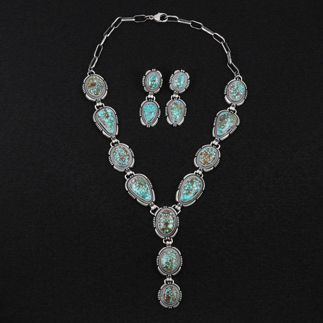 Mark Yazzie Turquoise & Sterling Silver Necklace Set