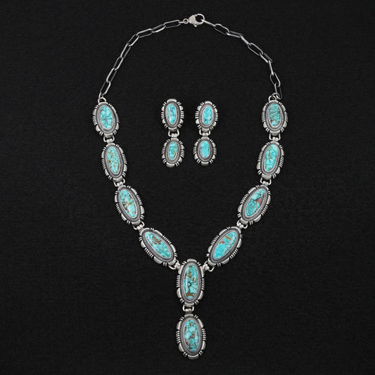 Mark Yazzie Turquoise & Sterling Silver Necklace Set