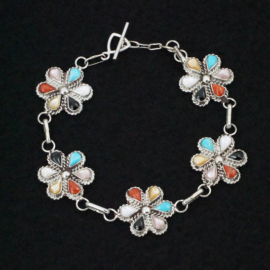 Gina Dosedo Multi-Stone & Sterling Silver Link Bracelet