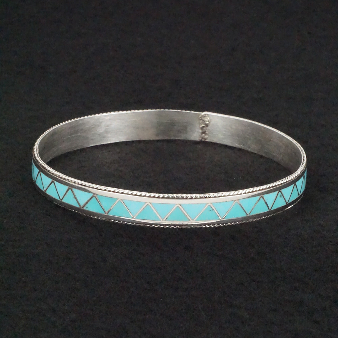 Claudine Haloo Turquoise & Sterling Silver Bangle Bracelet