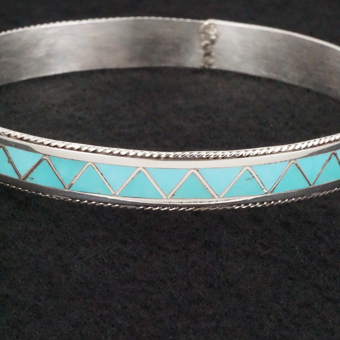 Claudine Haloo Turquoise & Sterling Silver Bangle Bracelet