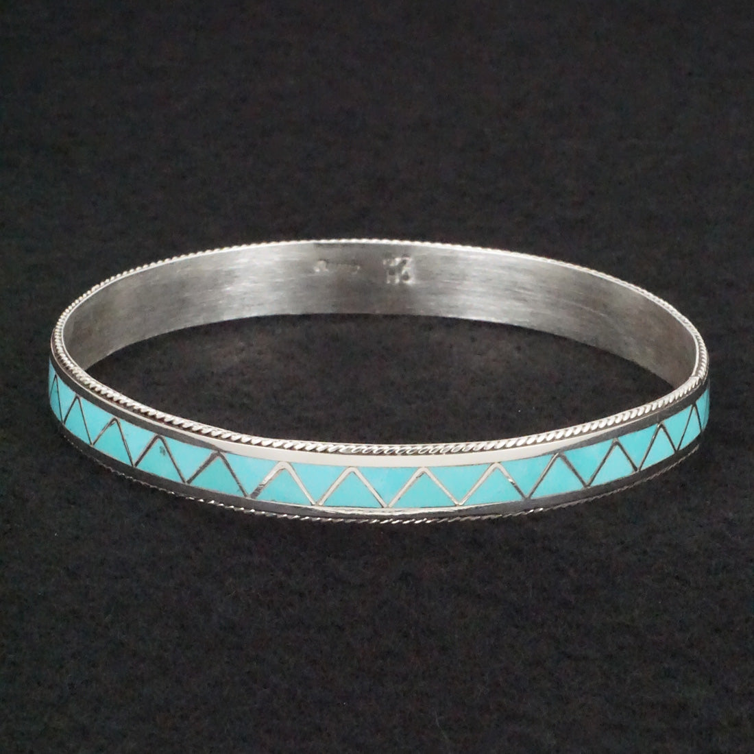 Claudine Haloo Turquoise & Sterling Silver Bangle Bracelet