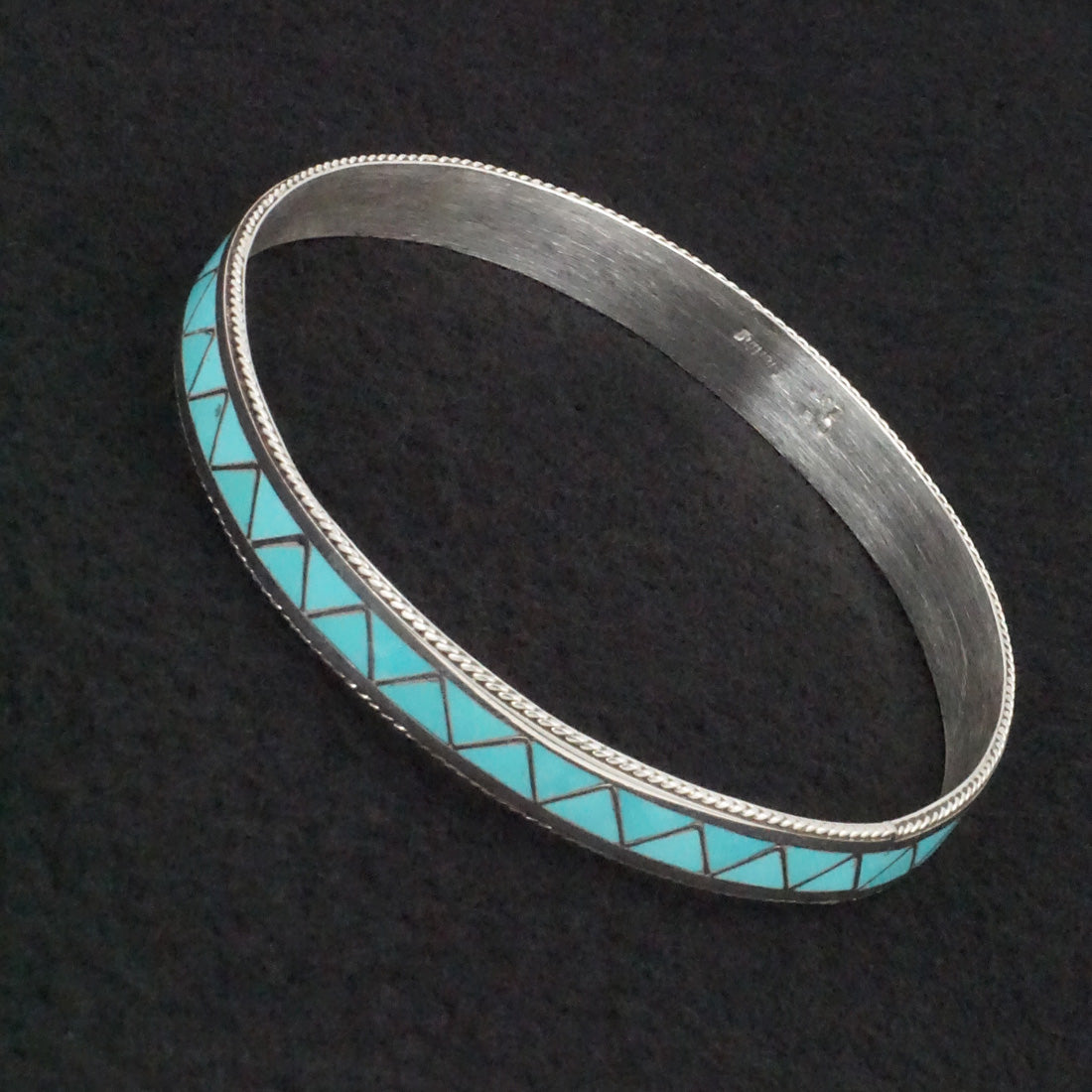 Claudine Haloo Turquoise & Sterling Silver Bangle Bracelet