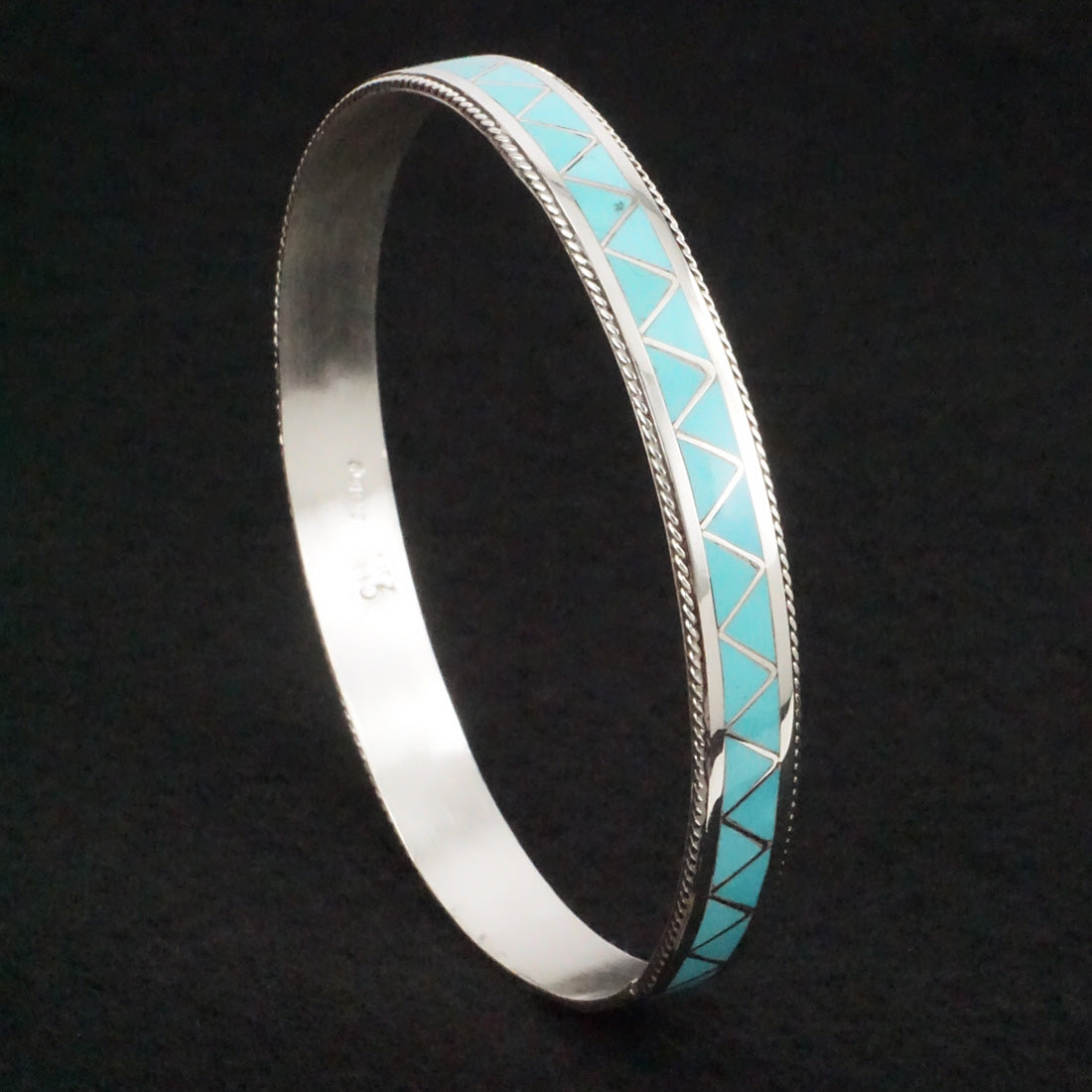 Claudine Haloo Turquoise & Sterling Silver Bangle Bracelet