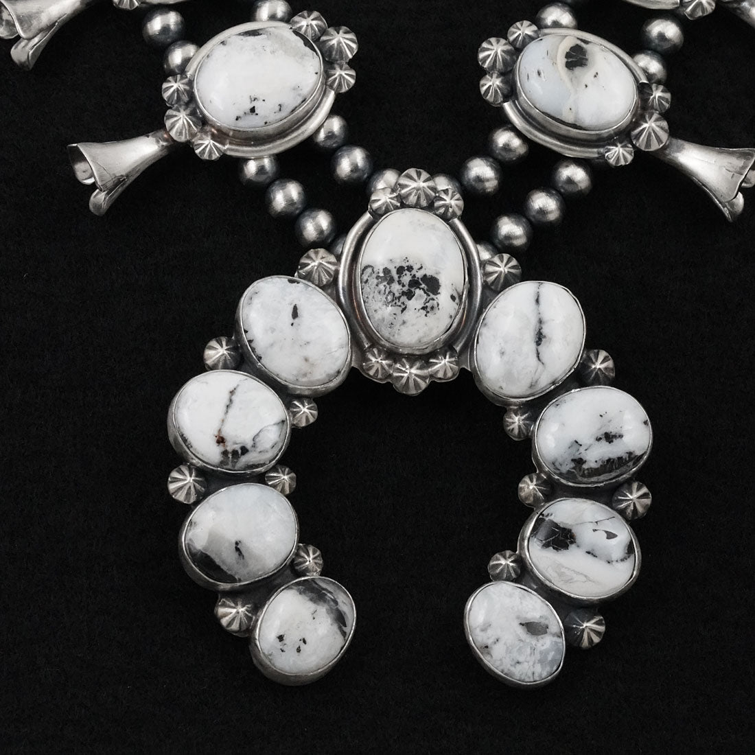 Darrin Livingston White Buffalo & Sterling Silver Squash Blossom Set