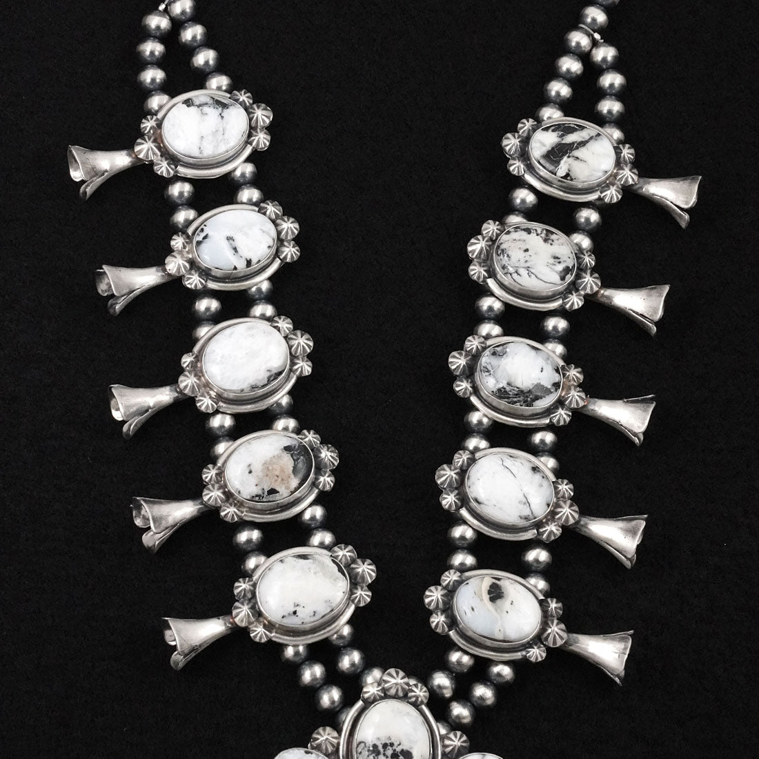 Darrin Livingston White Buffalo & Sterling Silver Squash Blossom Set