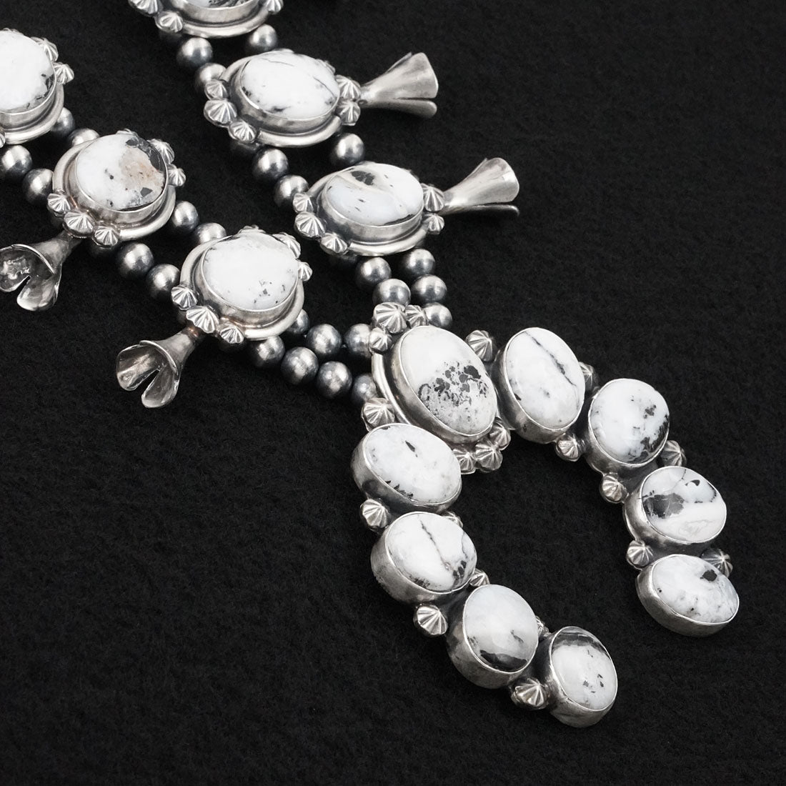 Darrin Livingston White Buffalo & Sterling Silver Squash Blossom Set
