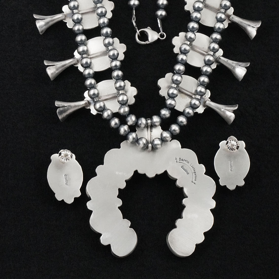 Darrin Livingston White Buffalo & Sterling Silver Squash Blossom Set