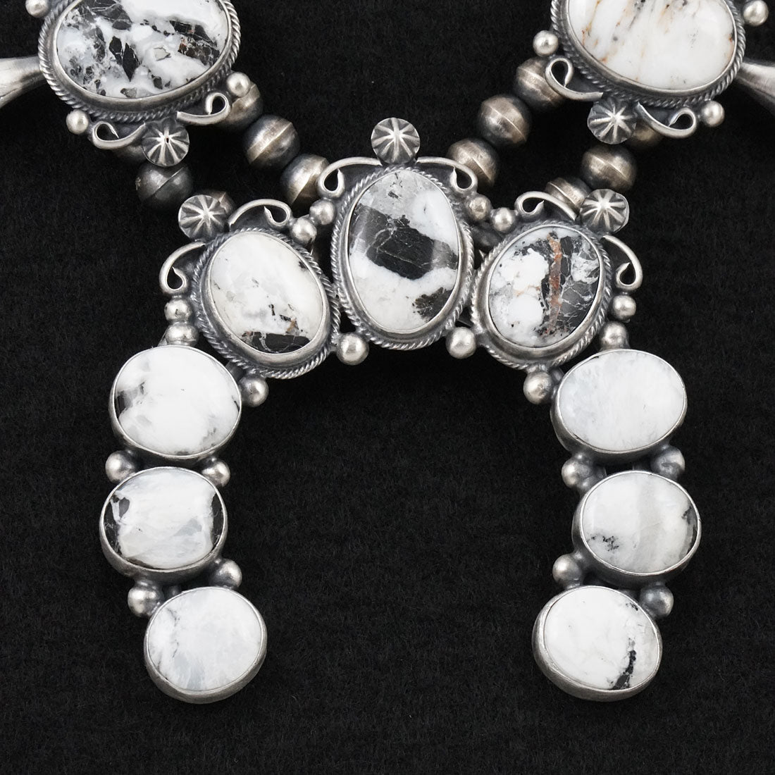 Paul Livingston White Buffalo & Sterling Silver Squash Blossom Set