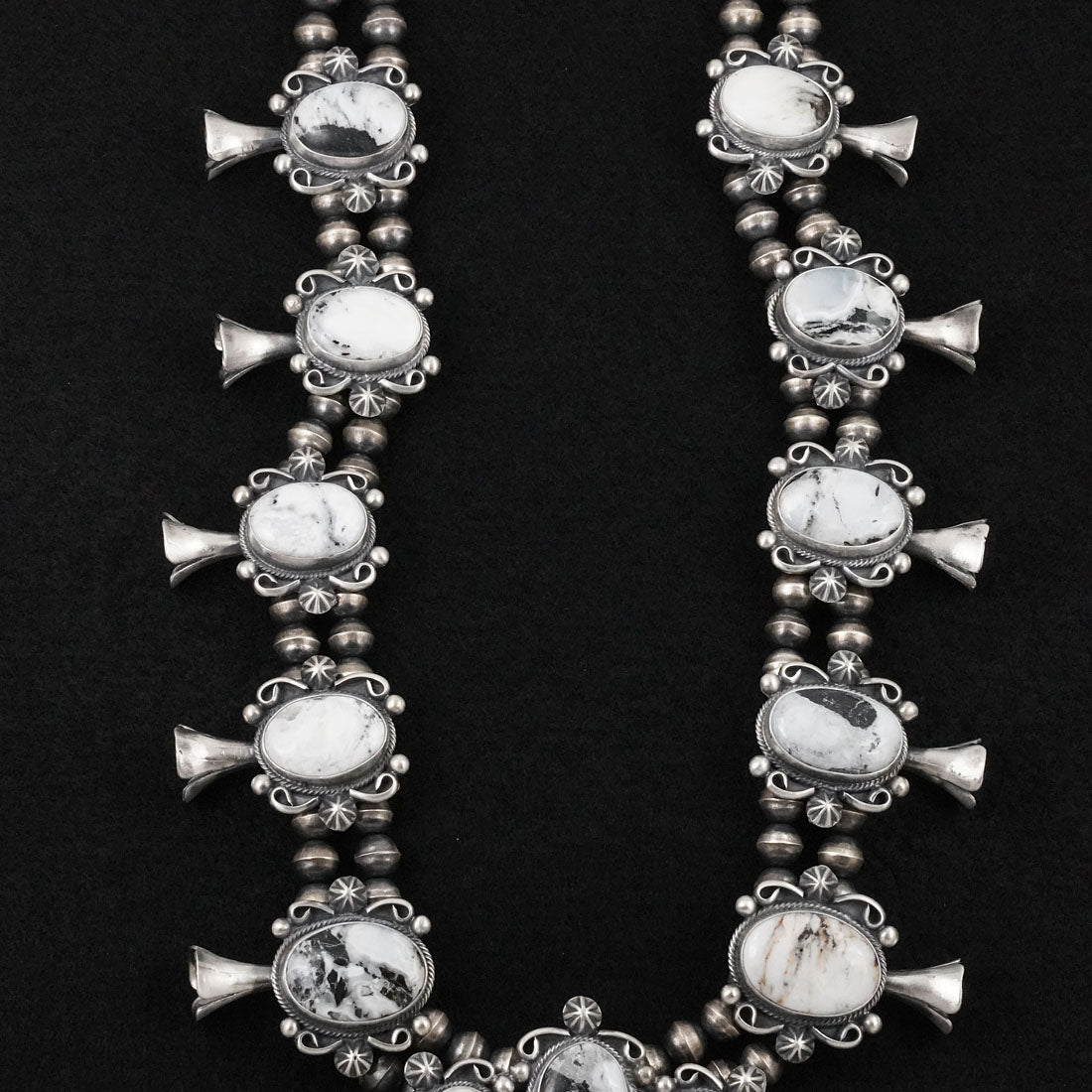 Paul Livingston White Buffalo & Sterling Silver Squash Blossom Set