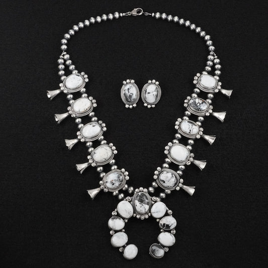 Darrin Livingston White Buffalo & Sterling Silver Squash Blossom Set