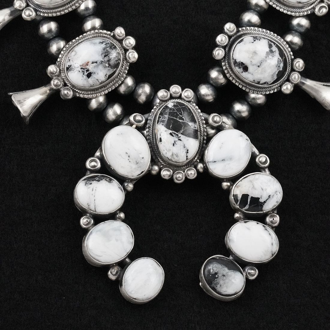 Darrin Livingston White Buffalo & Sterling Silver Squash Blossom Set