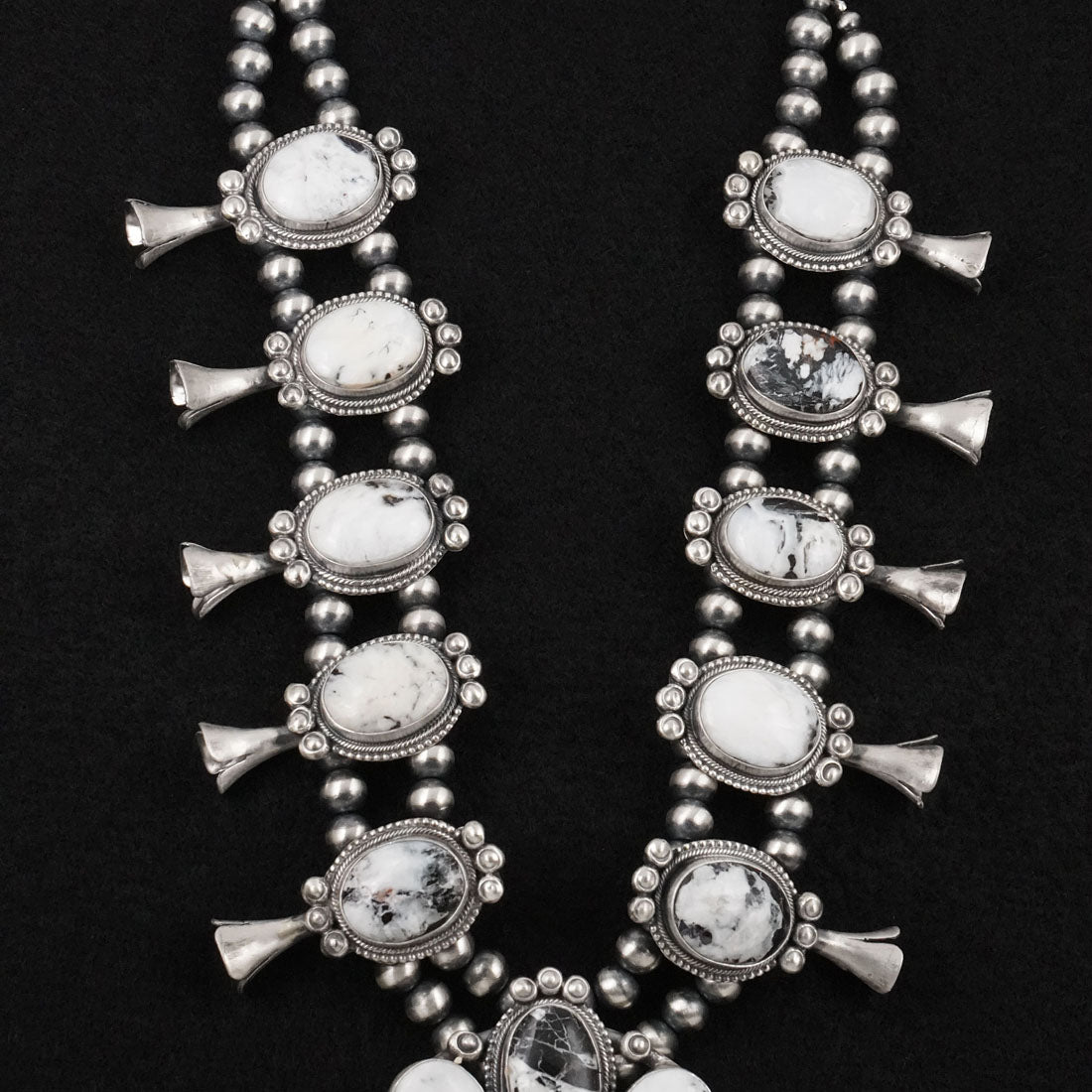 Darrin Livingston White Buffalo & Sterling Silver Squash Blossom Set