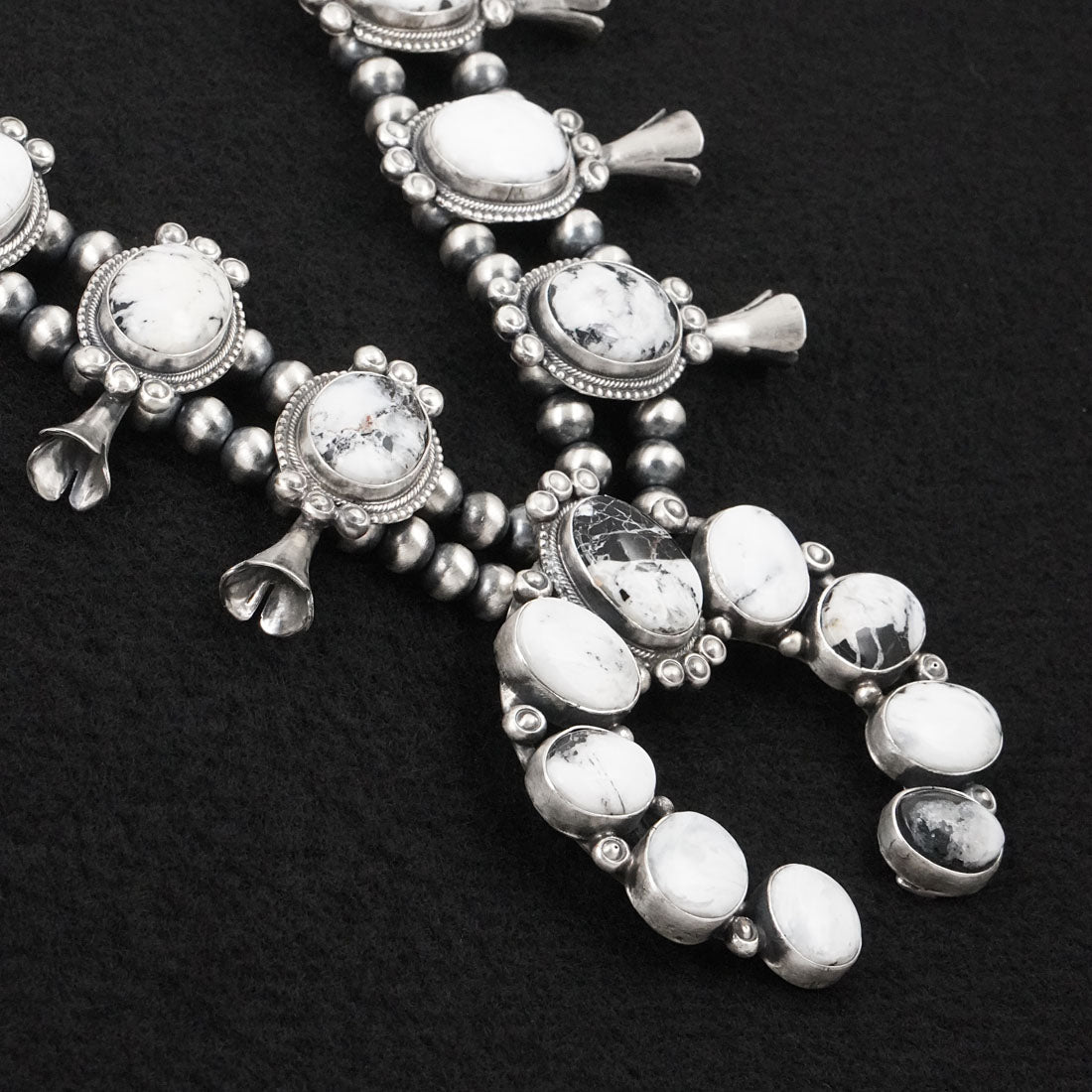 Darrin Livingston White Buffalo & Sterling Silver Squash Blossom Set