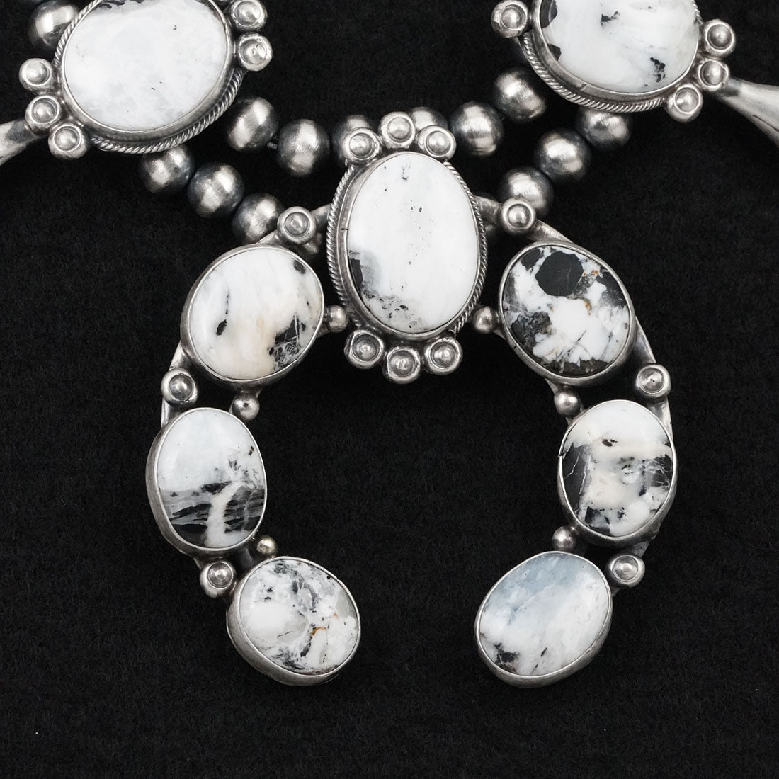 Darrin Livingston White Buffalo & Sterling Silver Squash Blossom Set