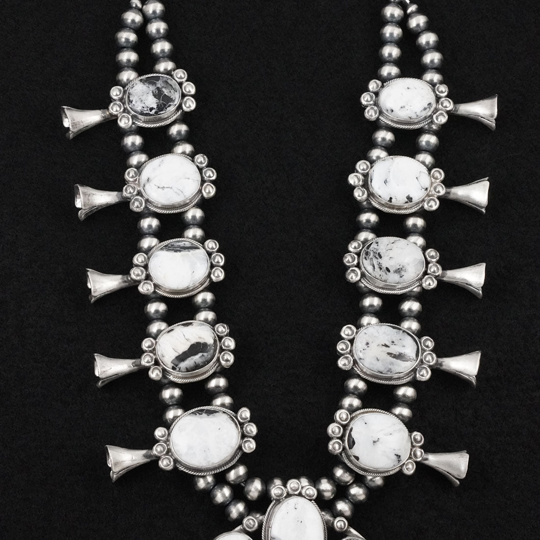 Darrin Livingston White Buffalo & Sterling Silver Squash Blossom Set
