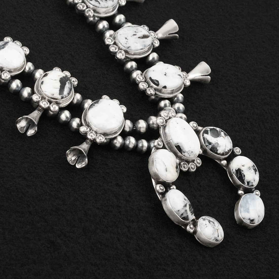 Darrin Livingston White Buffalo & Sterling Silver Squash Blossom Set