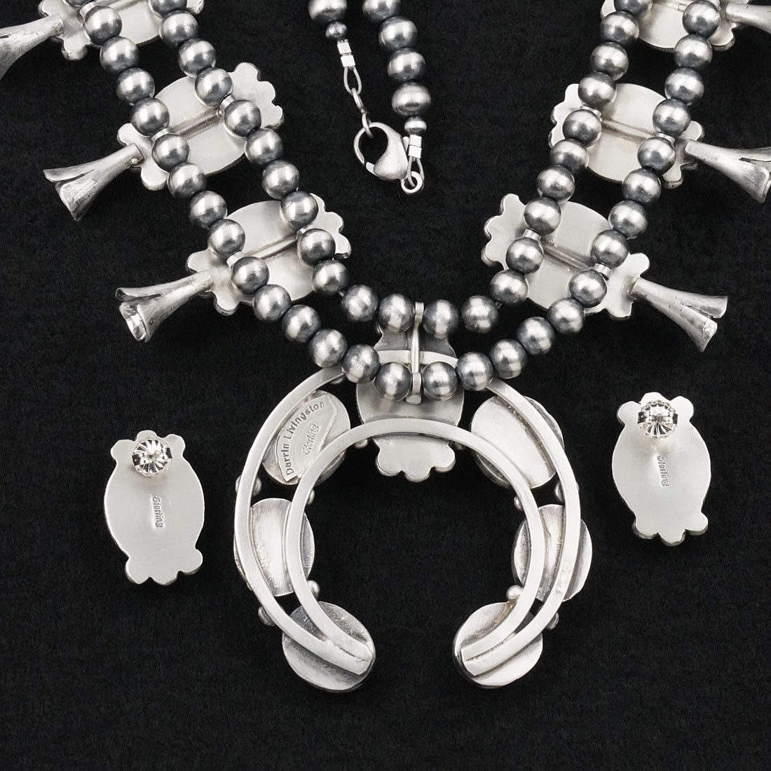 Darrin Livingston White Buffalo & Sterling Silver Squash Blossom Set