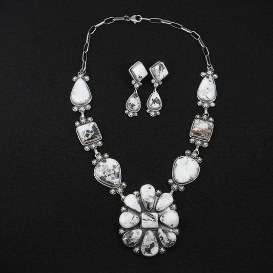 Paul Livingston White Buffalo & Sterling Silver Necklace Set