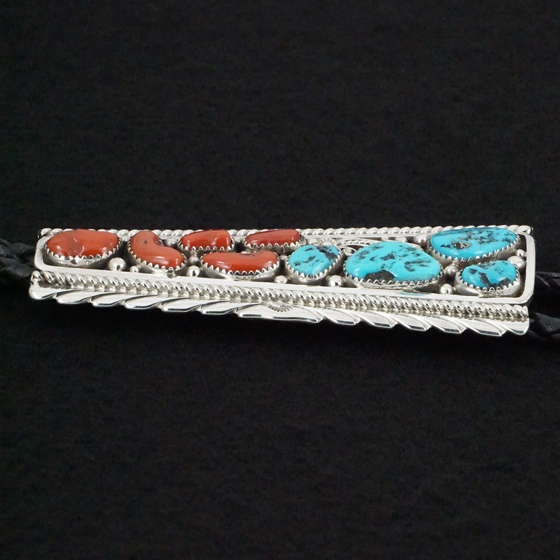 Martin Muskett Turquoise, Coral & Sterling Silver Bolo Tie