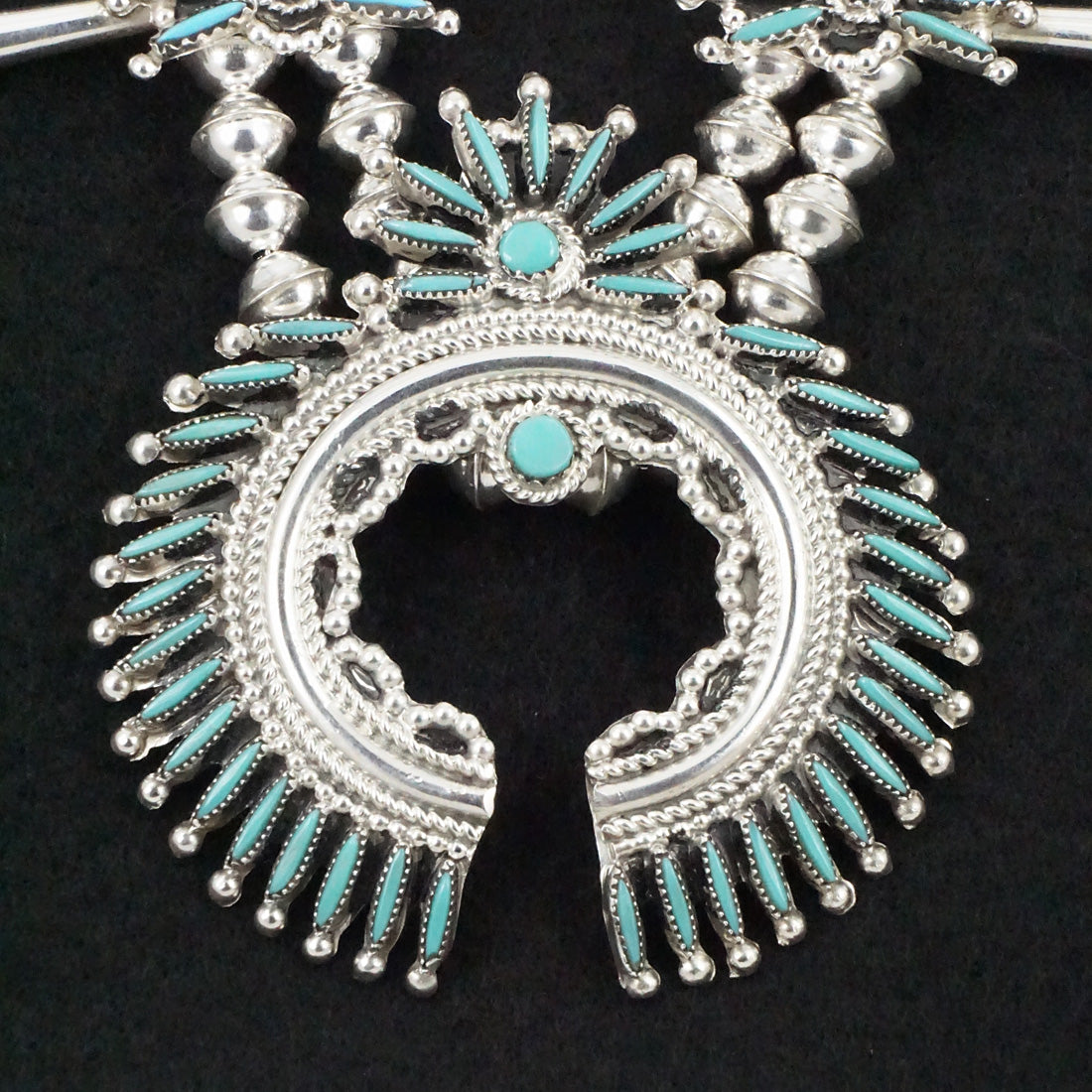 Jack Etsate Turquoise & Sterling Silver Squash Blossom Set