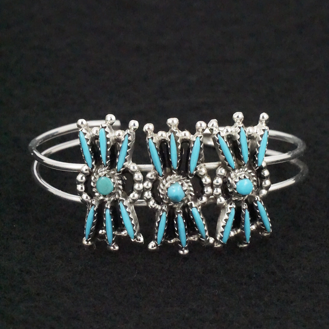 Jack Etsate Turquoise & Sterling Silver Squash Blossom Set