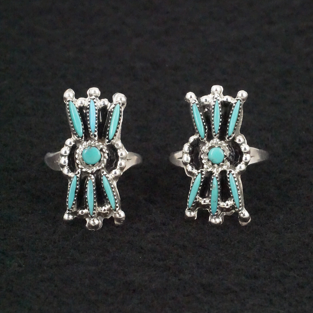 Jack Etsate Turquoise & Sterling Silver Squash Blossom Set