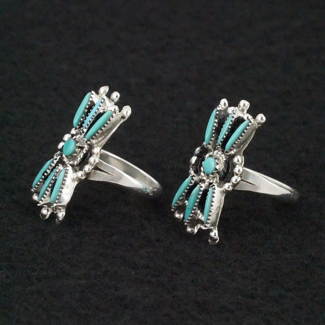 Jack Etsate Turquoise & Sterling Silver Squash Blossom Set