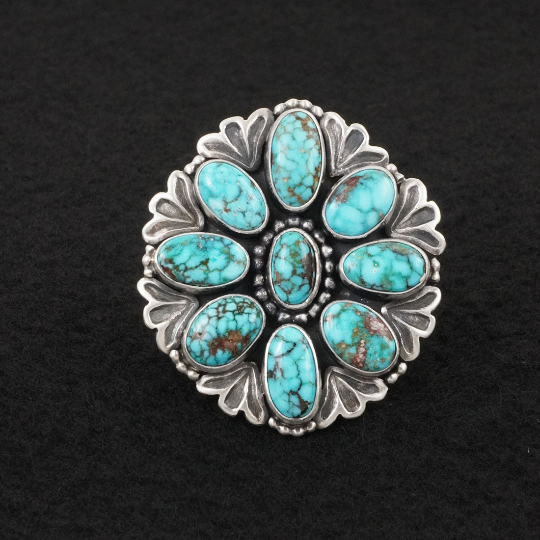Mark Yazzie Turquoise & Sterling Silver Ring 8 Adj.