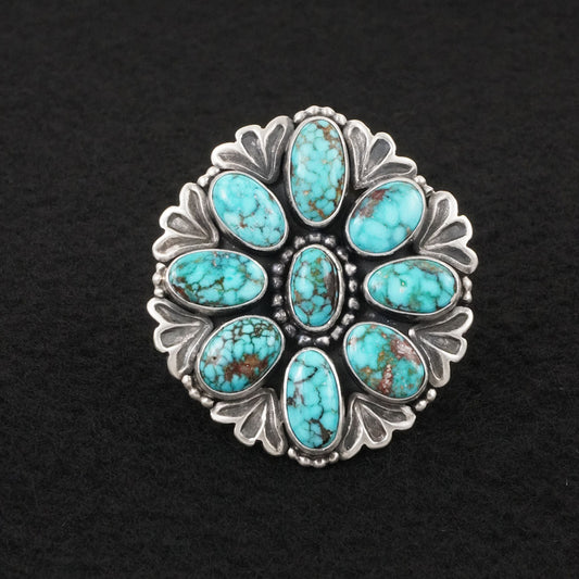 Mark Yazzie Turquoise & Sterling Silver Ring 8 Adj.
