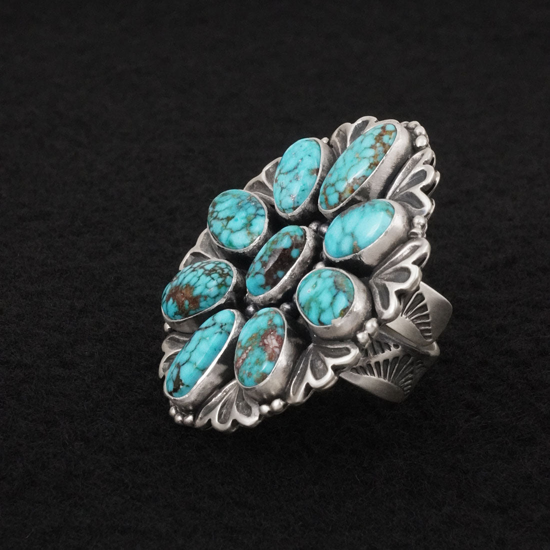 Mark Yazzie Turquoise & Sterling Silver Ring 8 Adj.