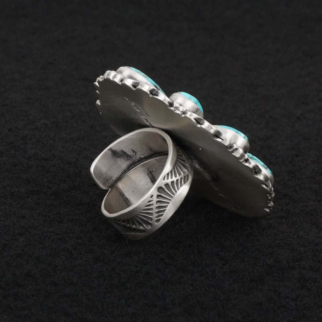 Mark Yazzie Turquoise & Sterling Silver Ring 8 Adj.