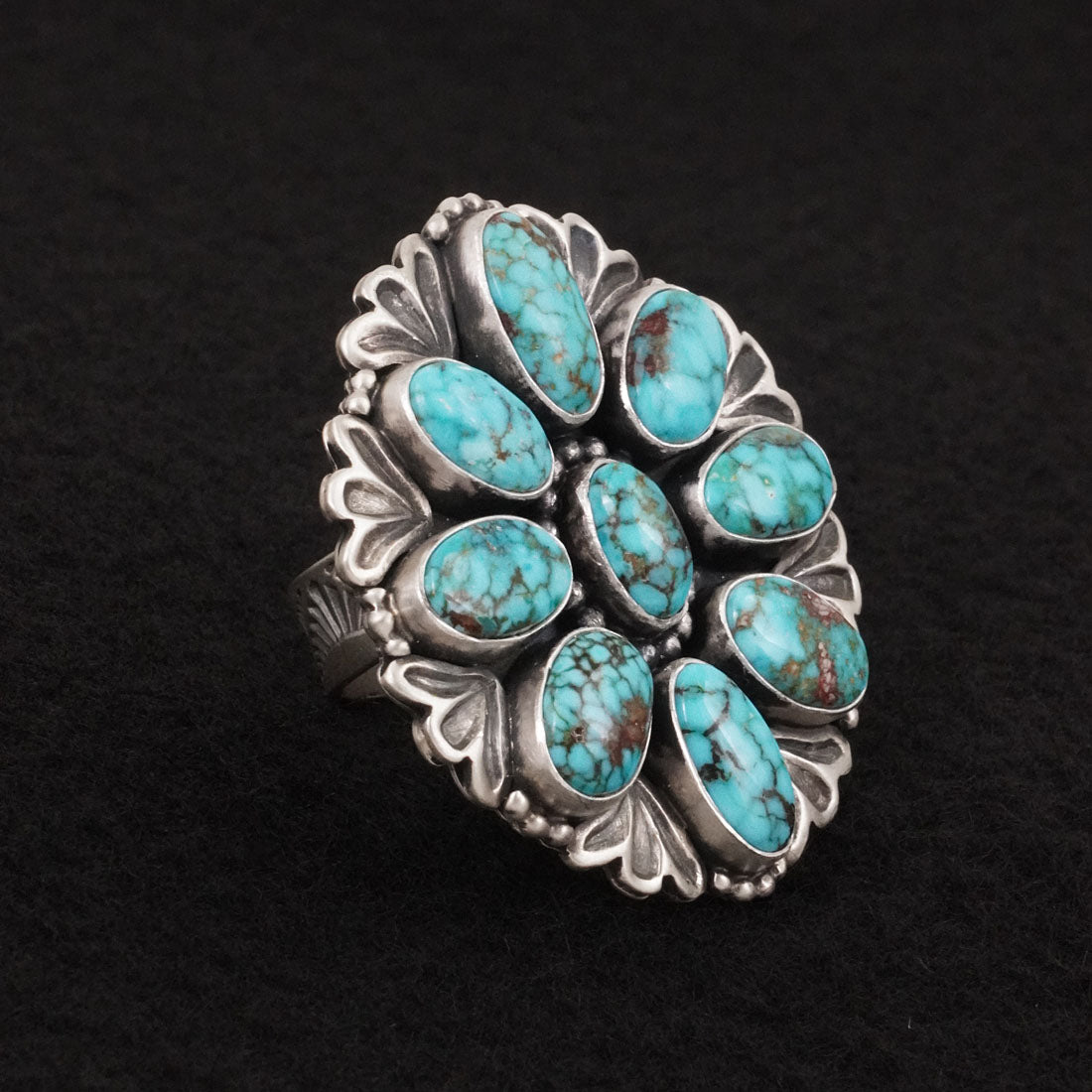 Mark Yazzie Turquoise & Sterling Silver Ring 8 Adj.